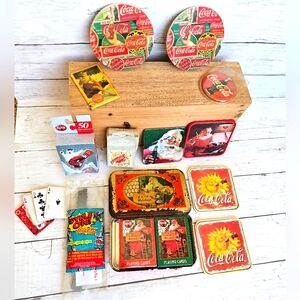VINTAGE COCA COLA COKE LOT #4 Coasters, Playing cards in Tin, Mirrors, Puzzles